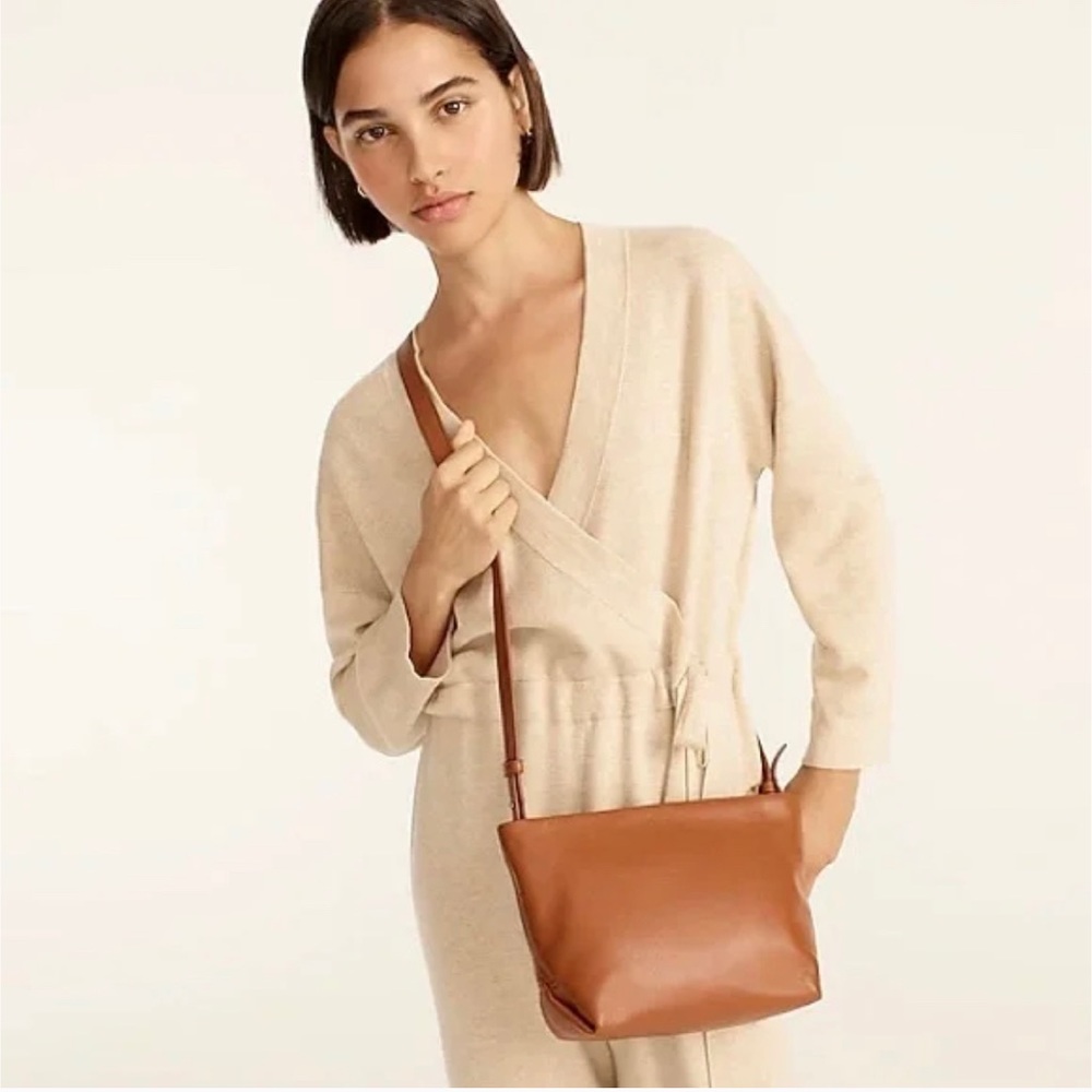 J Crew Leather Oslo Crossbody Bag in Rich Oak